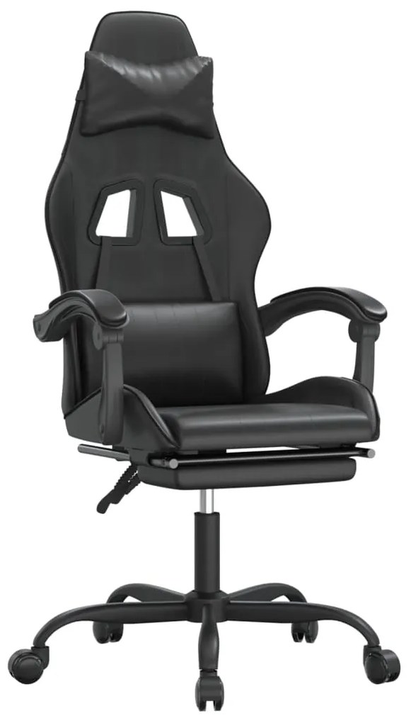 vidaXL Καρέκλα Gaming Μασάζ Υποπόδιο Μαύρο από Συνθετικό Δέρμα