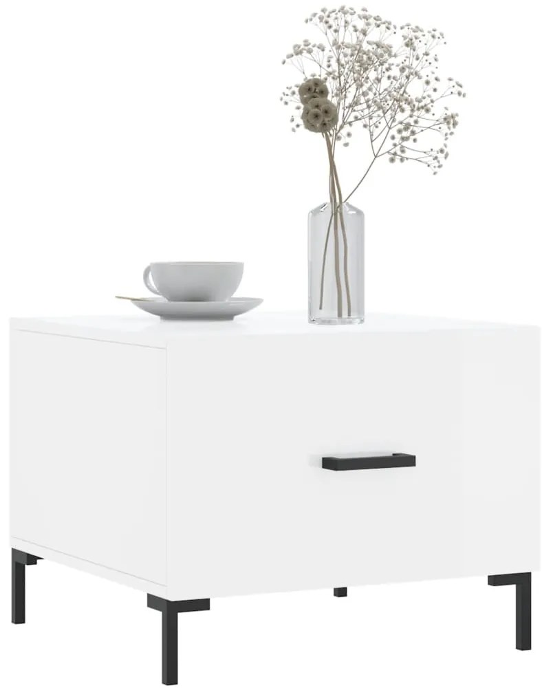 vidaXL Τραπεζάκι Σαλονιού Γυαλ. Λευκό 50 x 50 x 40 εκ. Επεξεργ. Ξύλο