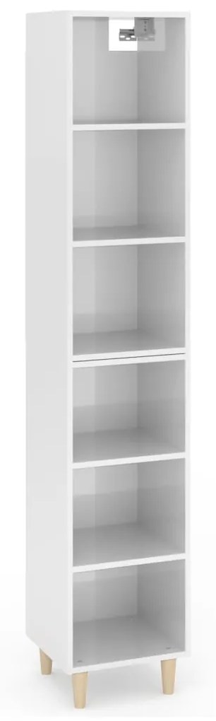 vidaXL Ντουλάπι Γυαλιστερό Λευκό 34,5x32,5x180 εκ. Επεξεργασμένο Ξύλο
