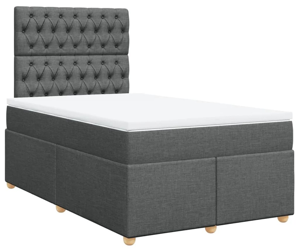 vidaXL Κρεβάτι Boxspring με Στρώμα Σκούρο Γκρι 120x190 εκ Υφασμάτινο