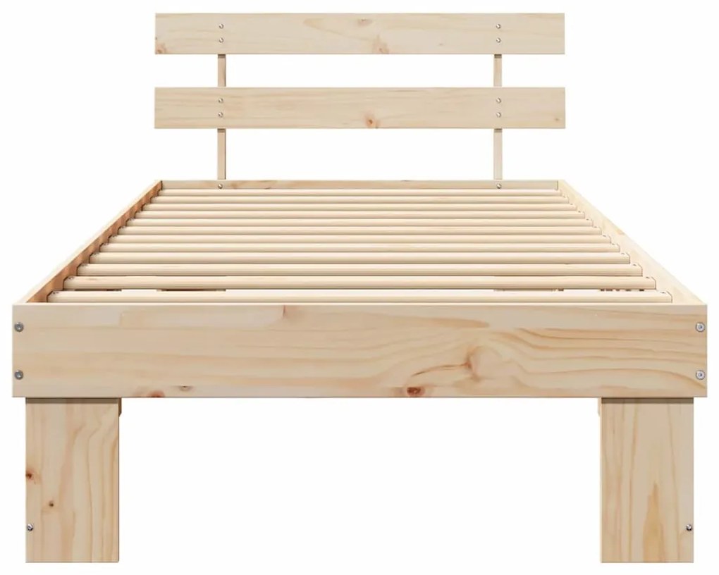 vidaXL Σκελετός Κρεβατιού Καφέ 90 x 190 cm Μασίφ ξύλο πεύκου