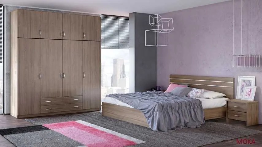 Κρεβάτι N1 για στρώμα 140x200 cm διπλό ξύλινο Λάττε χρώμα