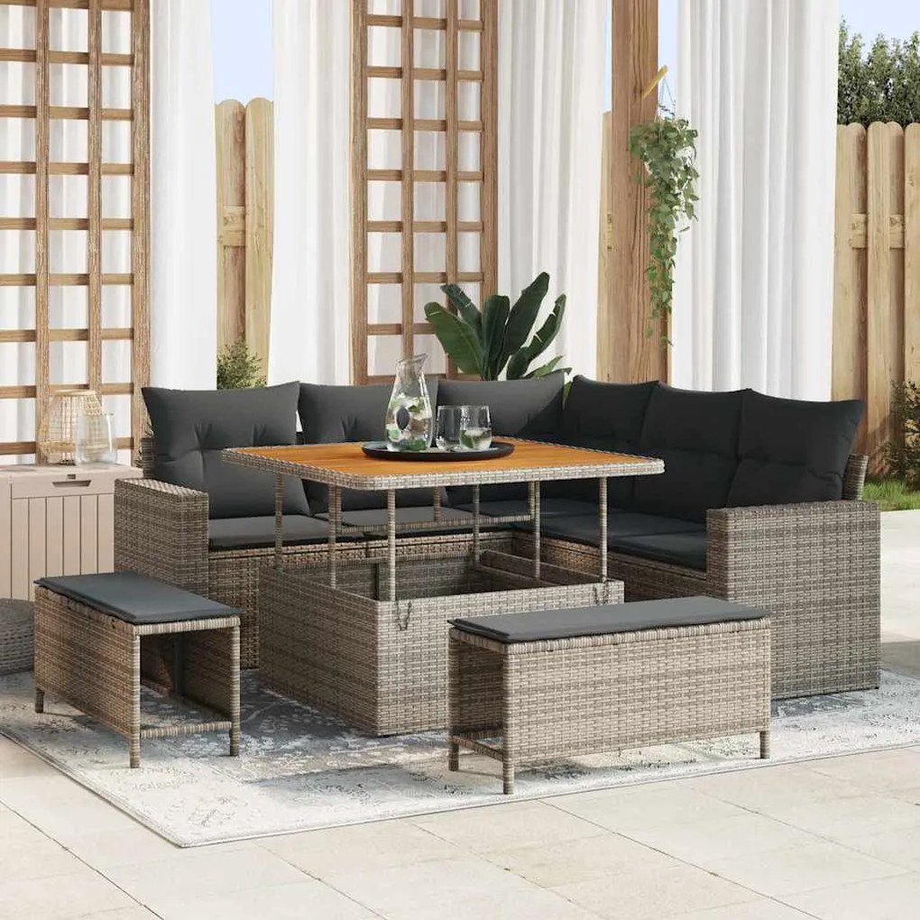 vidaXL Σετ Καναπέ Κήπου 8 pcs Γκρι συνθετικό ρατάν