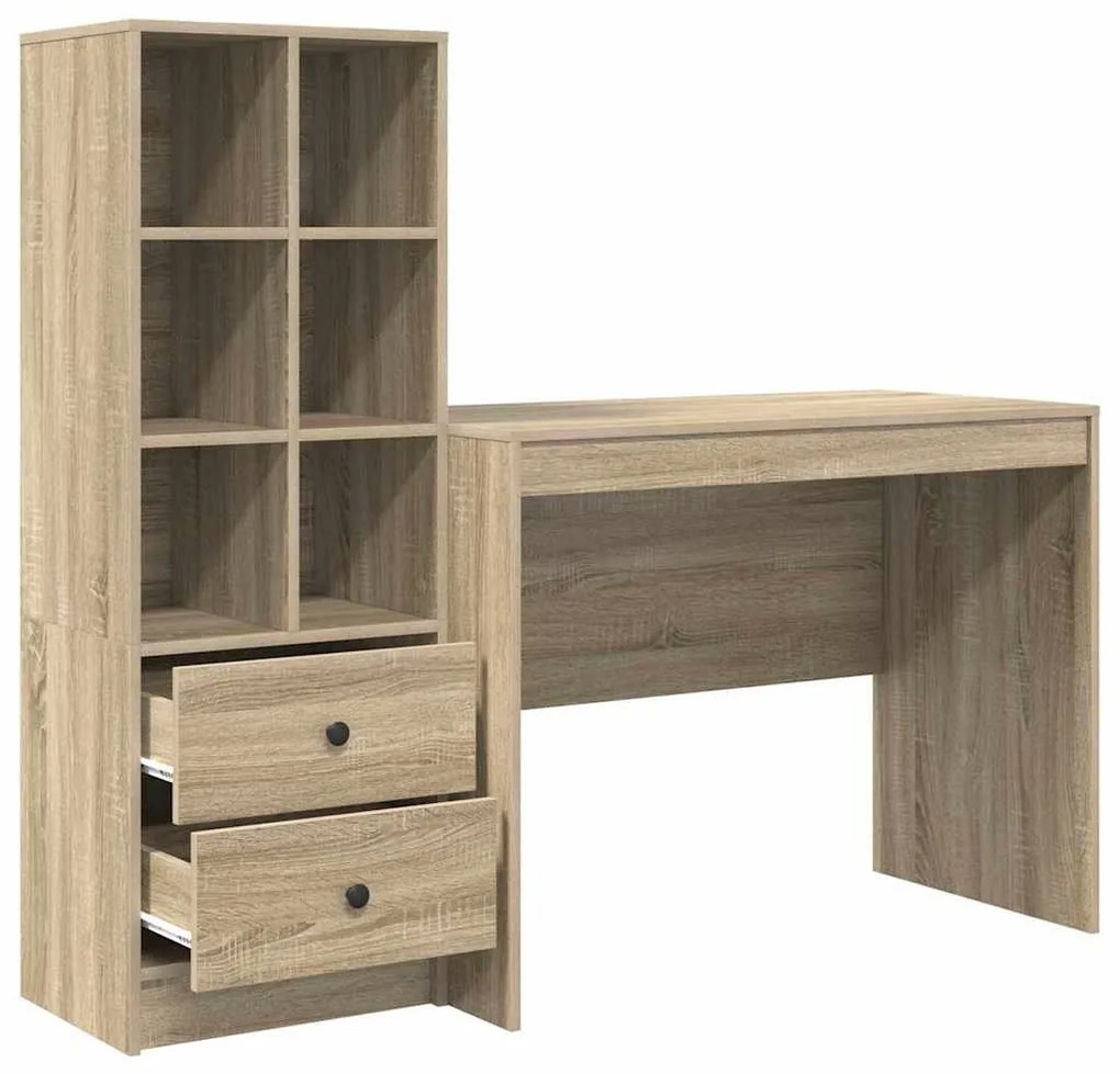 vidaXL Γραφείο με αποθηκευτικό χώρο με συρτάρι 2 pcs Δρύς Sonoma