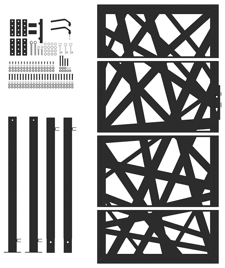 vidaXL Πύλη κήπου Μαύρη 105x180 cm Ατσάλινη ελαφριά σχεδίαση