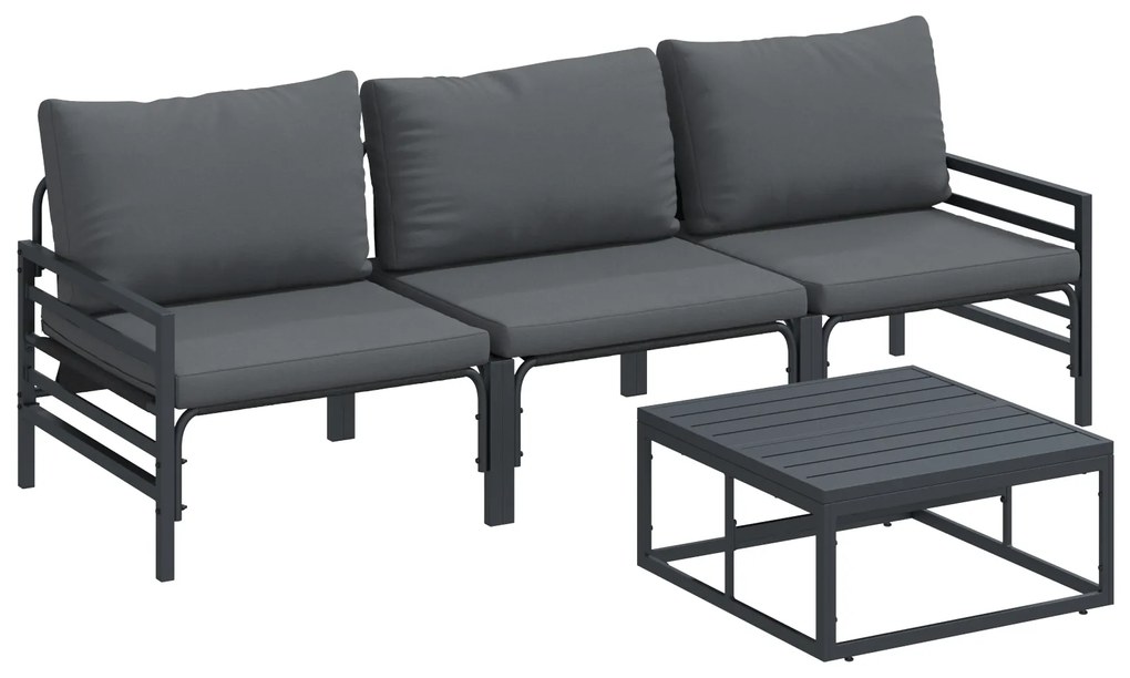 vidaXL Σετ Καναπέ Κήπου 4 pcs Ανθρακί Ατσάλι