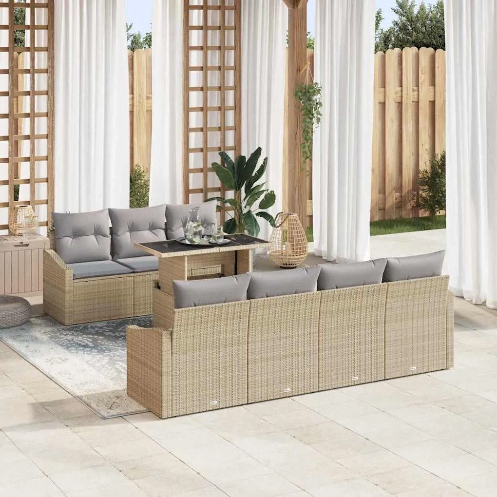vidaXL Σετ Καναπέ Κήπου 8 pcs μπεζ και ανοιχτό γκρι 100 x 55 x 73 εκ