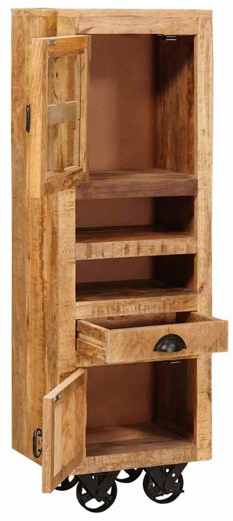 vidaXL Highboard με συρτάρι Καφέ 40 x 30 x 120.5 εκ. Μασίφ ξύλο μάνγκο