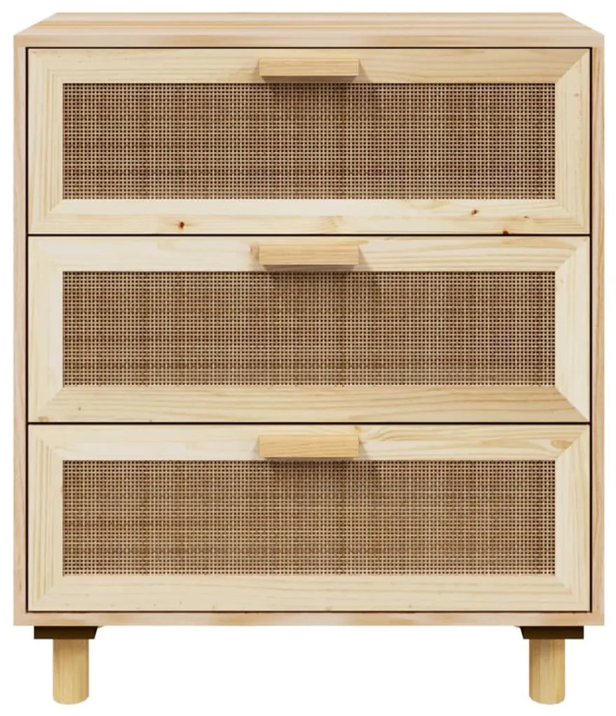 vidaXL Ντουλάπι Καφέ 60 x 30 x 70 εκ. από Μασίφ Πεύκο &amp; Φυσικό Ρατάν