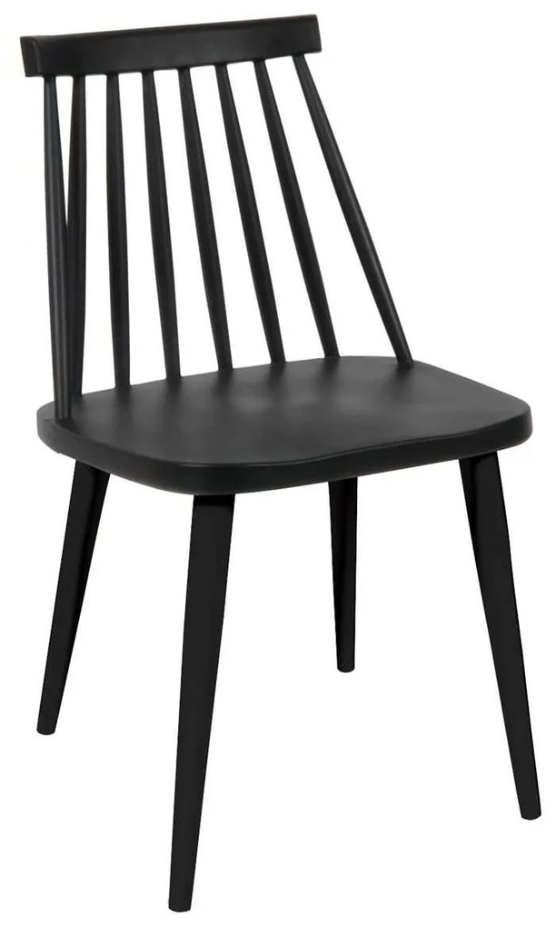 Καρέκλα LAVIDA Μέταλλο & PP Μαύρο 43x48x77cm (Σετ 4 ΤΕΜ)
