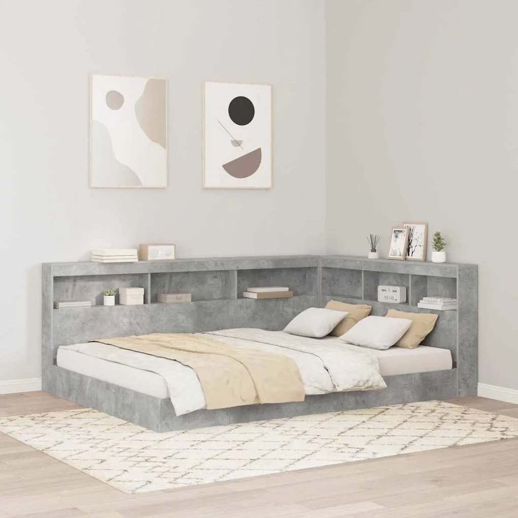 vidaXL Κεφαλάρι Αποθήκης Γκρι σκυροδέματος 140 cm Επεξεργασμένο ξύλο