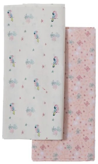 Σετ Βρεφικά Σεντόνια Λίκνου Paradise Bird Mint 2x (70x120) - Nef-Nef Homeware