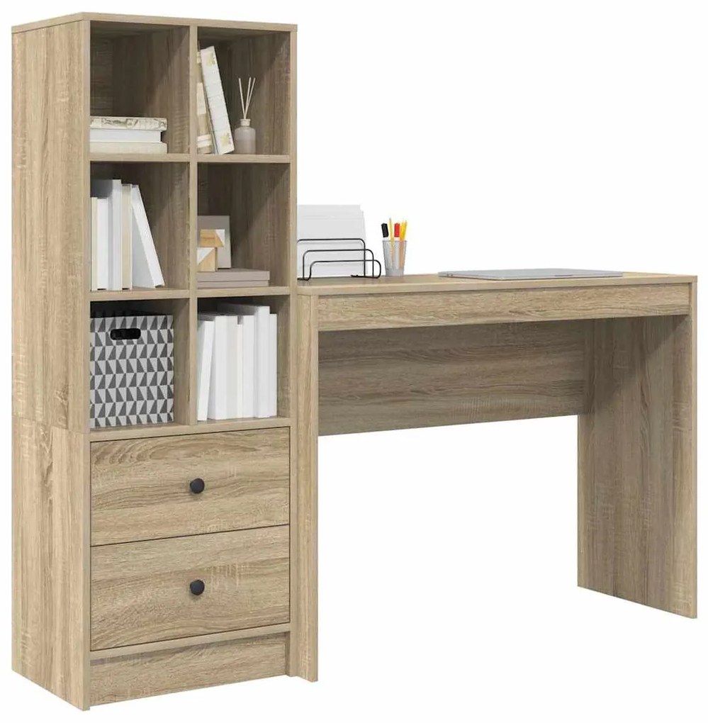 vidaXL Γραφείο με αποθηκευτικό χώρο με συρτάρι 2 pcs Δρύς Sonoma