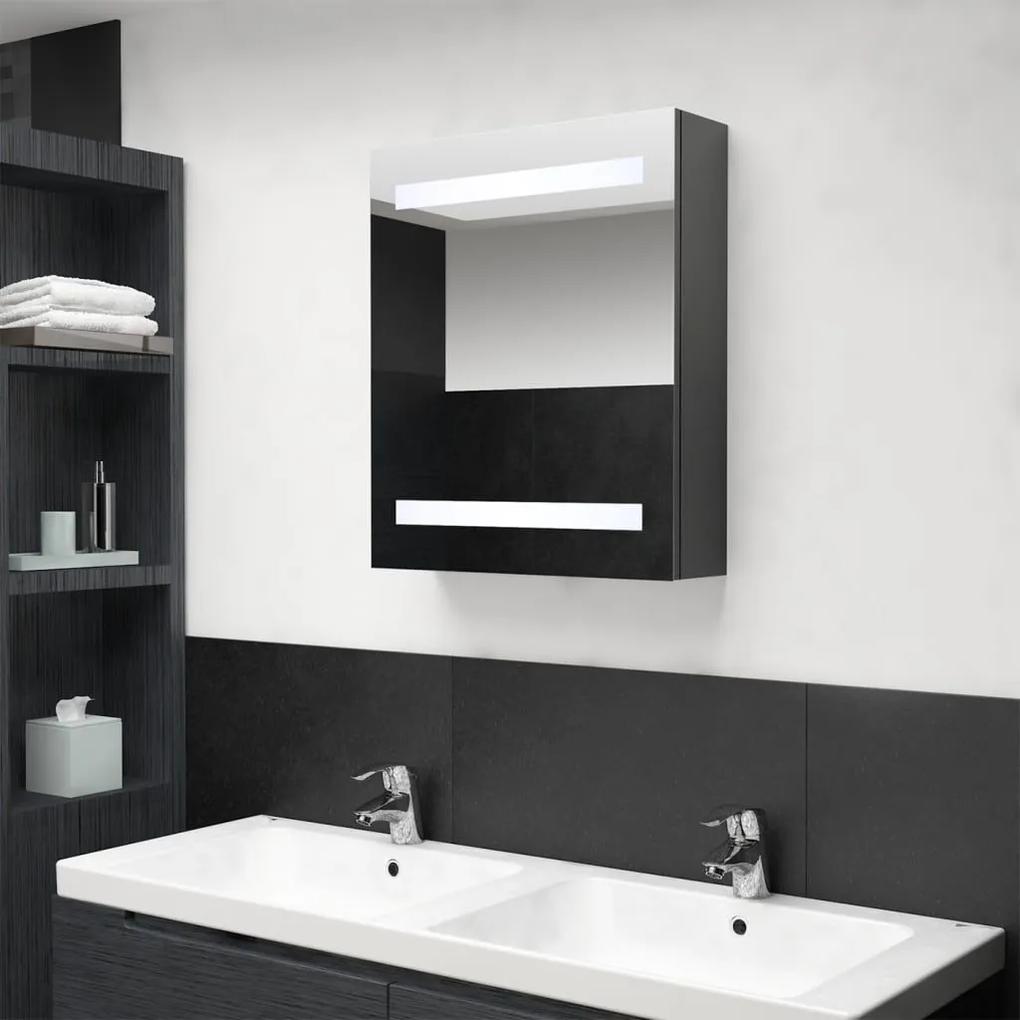 Καθρέφτης Μπάνιου με Ντουλάπι &amp; Φωτισμό LED Γκρι 50x14x60 εκ. - Γκρι