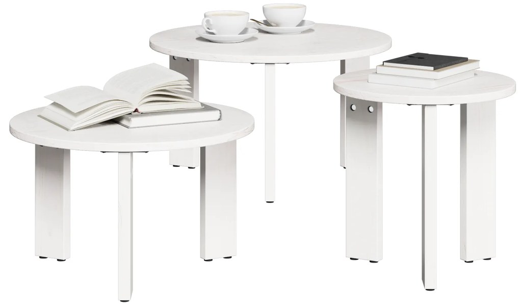 vidaXL Σετ Τραπεζιού Για Καφέ 3 pcs Λευκό 47.5 x 47.5 x 27 εκ.