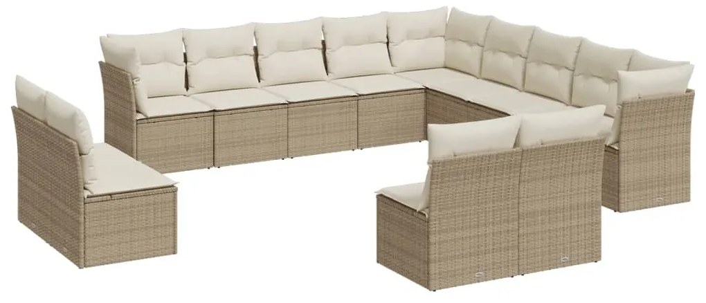 vidaXL Σαλόνι Κήπου Σετ 12 τεμ. Μπεζ Συνθετικό Ρατάν με Μαξιλάρια