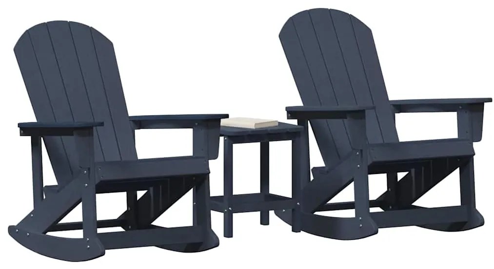 vidaXL Σετ Ξαπλώστρας Κήπου 3 pcs Σκούρο μπλε HDPE