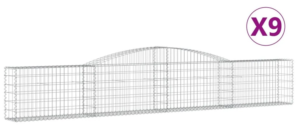 vidaXL Συρματοκιβώτια Τοξωτά 9 τεμ. 400x30x60/80 εκ. Γαλβαν. Ατσάλι