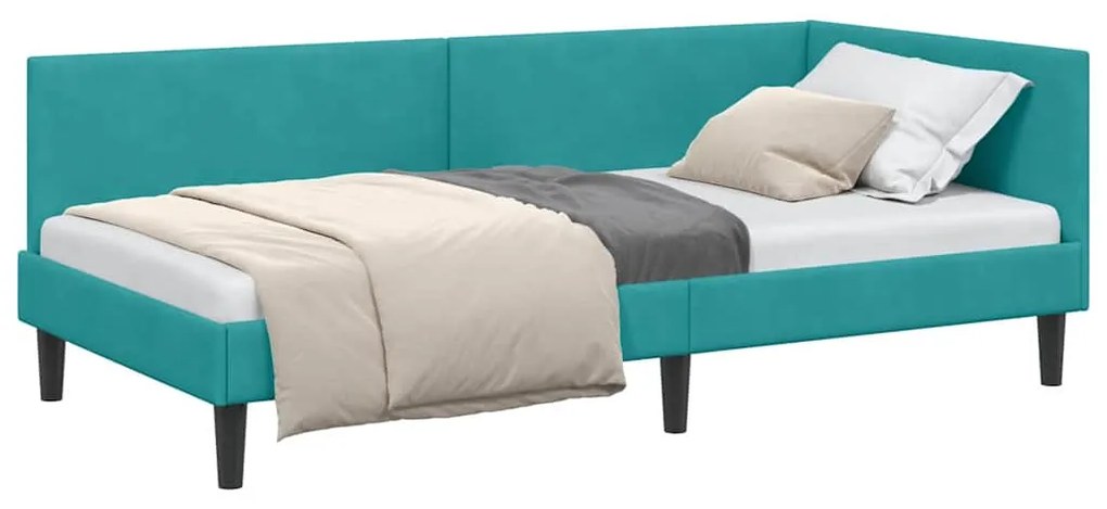 vidaXL Κρεβάτι Γωνίας με κεφαλάρι Τιρκουάζ 80 εκ x 200 εκ Βελούδο