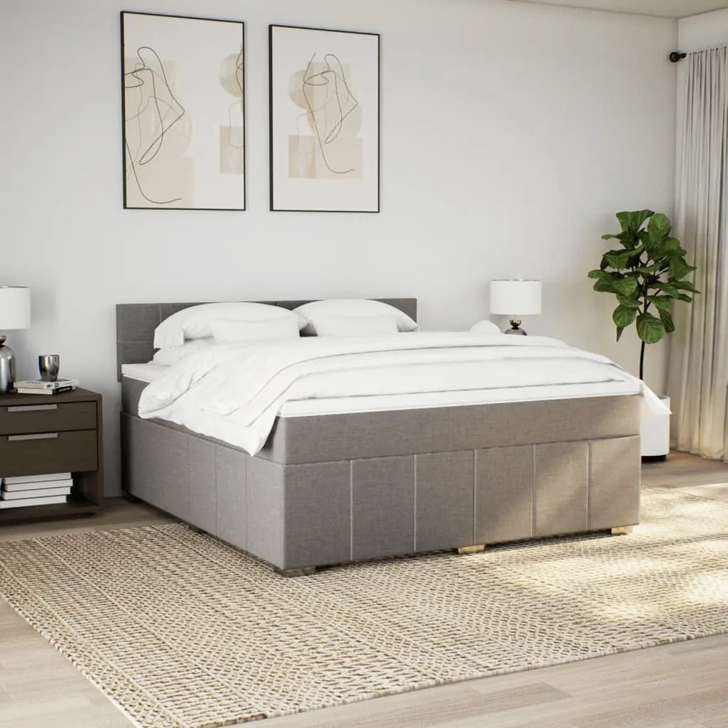 Κρεβάτι Boxspring με Στρώμα Taupe 180x200 εκ. Υφασμάτινο - Μπεζ-Γκρι