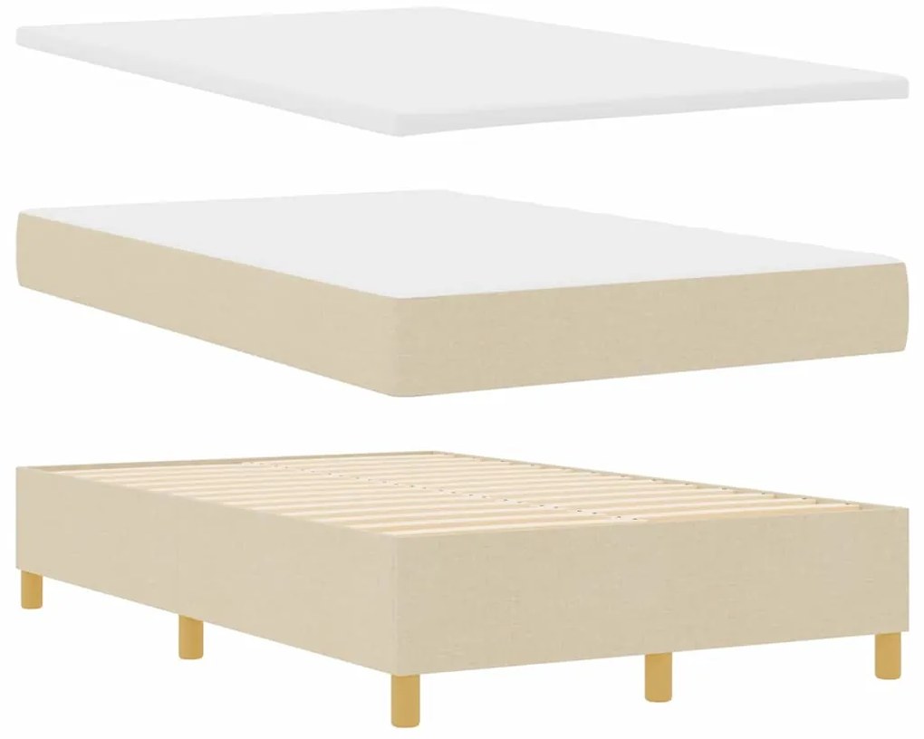 vidaXL Κρεβάτι με ελατήρια με στρώμα Κρεμ 120 x 190 cm ύφασμα