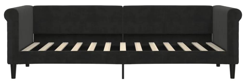 vidaXL Καναπές Κρεβάτι με Στρώμα μαύρο 80 x 200 εκ. Βελούδινος