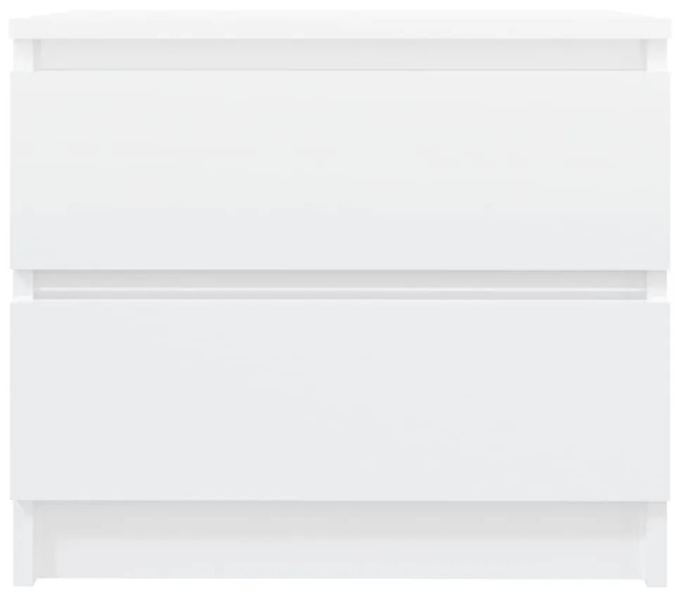 Κομοδίνο Γυαλιστερό Λευκό 50 x 39 x 43,5 εκ. από Μοριοσανίδα - Λευκό
