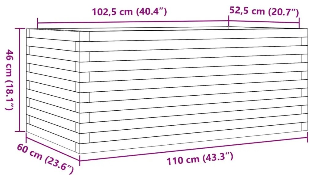 Ζαρντινιέρα Καφέ Κεριού 110x60x46 εκ. από Μασίφ Ξύλο Πεύκου - Καφέ