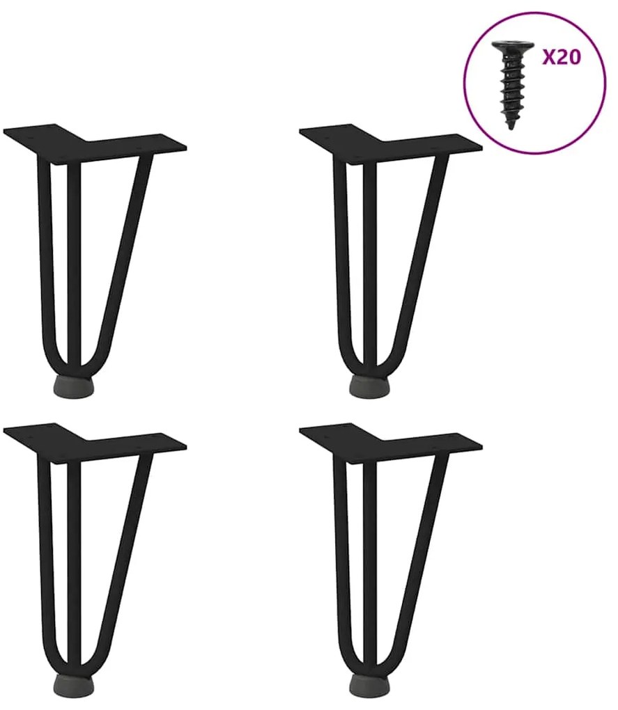 Πόδια Φουρκέτας για Τραπεζάκι Σαλονιού 4 τεμ. Μαύρο 20 εκ. από Μασίφ Ατσάλι