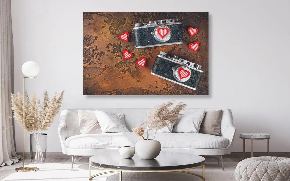 Καρδιές εικόνων και ρετρό κάμερες - 120x80