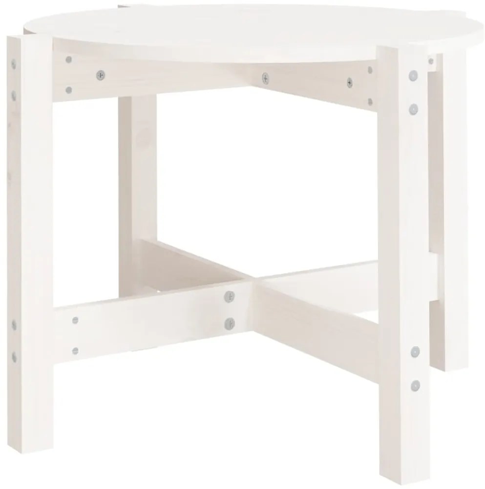 vidaXL Τραπεζάκι Σαλονιού Λευκό Ø 62,5 x 45 εκ. από Μασίφ Ξύλο Πεύκου