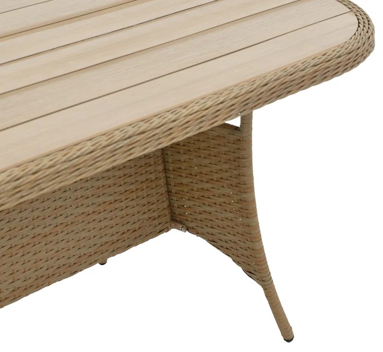 Τραπέζι Keir pakoworld rattan-αλουμίνιο καφέ 180x90x72εκ