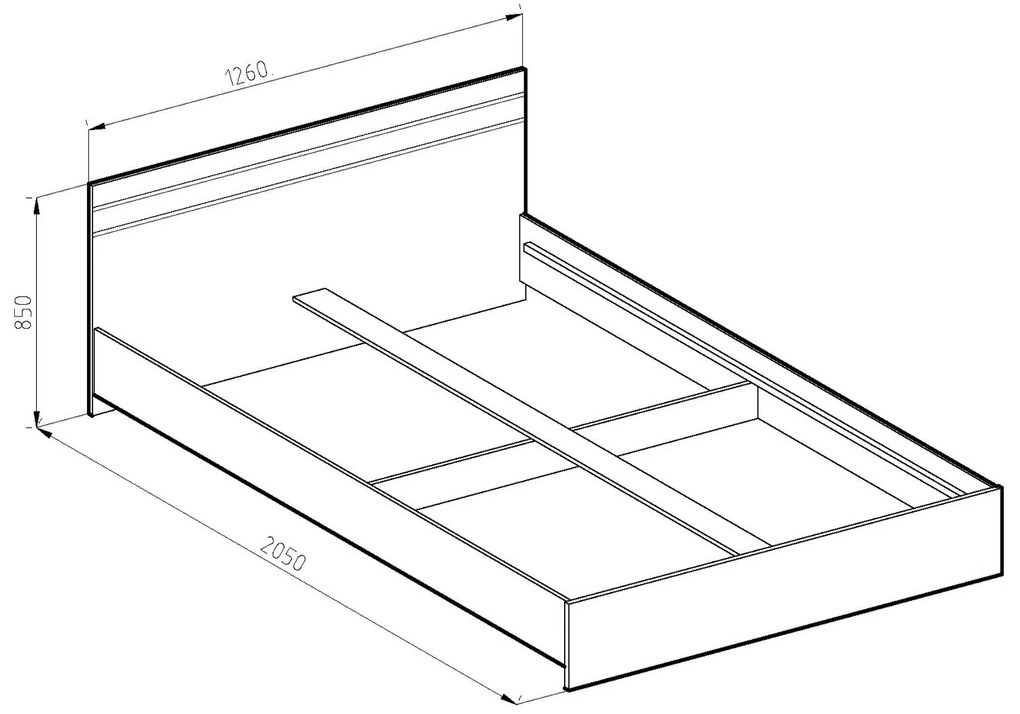 Κρεβάτι Ημίδιπλο Ξύλινο RILEY Wenge120x200