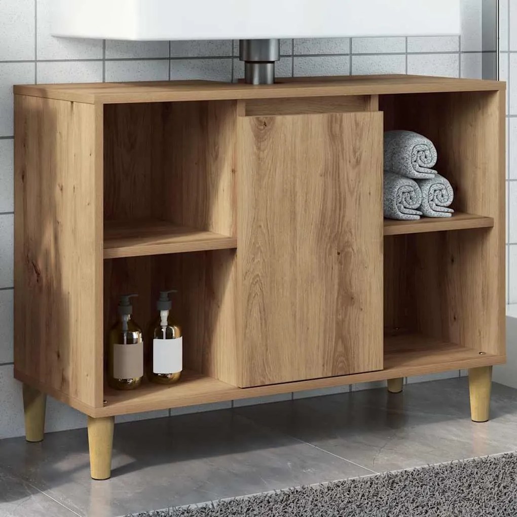 vidaXL Ντουλάπι Μπάνιου Αρτισιανή Δρυς 80 x 33 x 60 εκ. Επεξεργ. Ξύλο