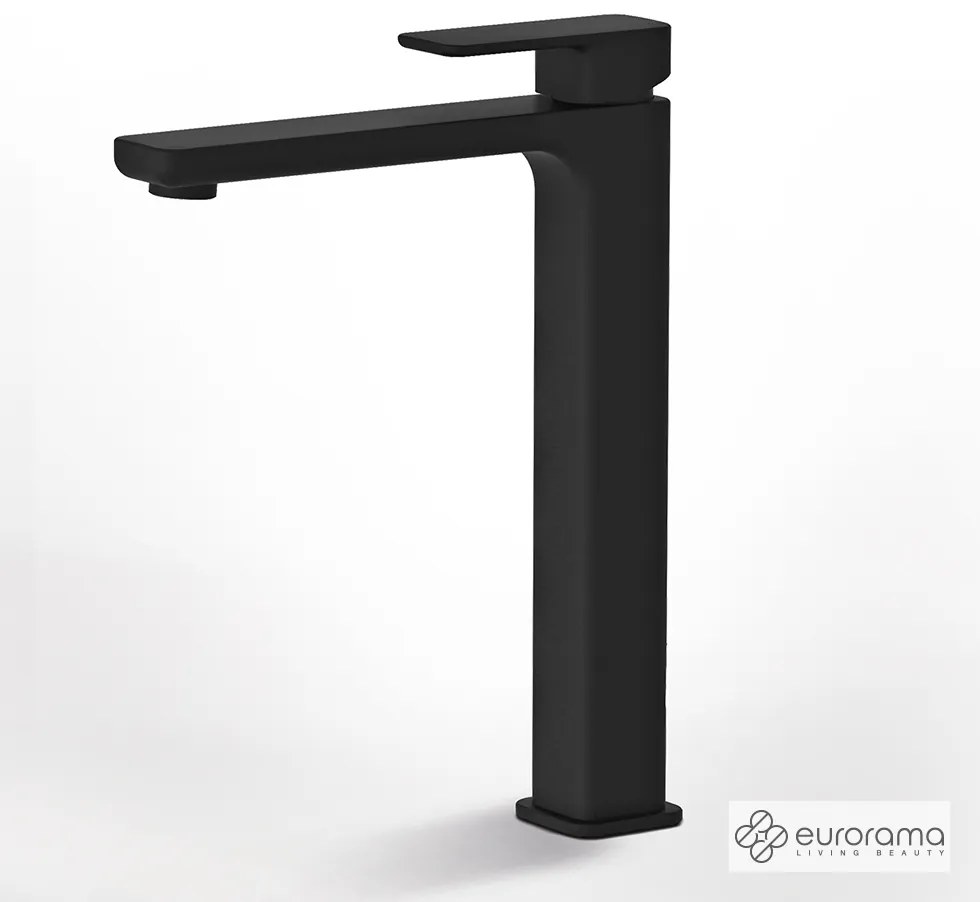 Μπαταρία Νιπτήρα Υψηλή με Βαλβίδα Clic-Clac Quadra Eurorama Black Matt 144309P-400