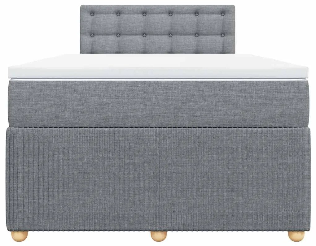 vidaXL Κρεβάτι Boxspring με Στρώμα Ανοιχτό Γκρι 120x190 εκ. Υφασμάτινο