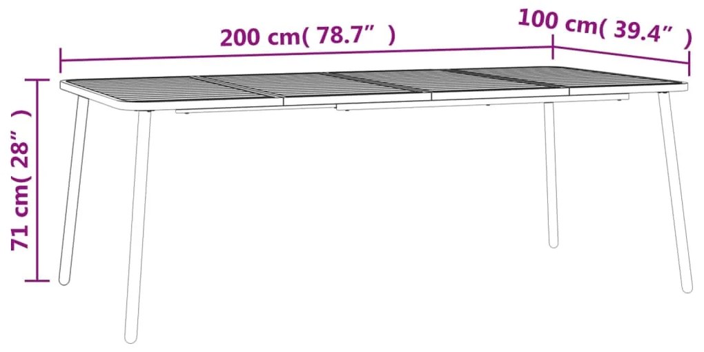 Τραπέζι Κήπου Ανθρακί 200x100x71 εκ. Ατσάλινο - Ανθρακί