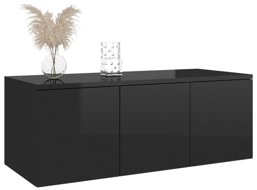 vidaXL Έπιπλο Τηλεόρασης Γυαλιστερό Μαύρο 80x34x30 εκ. Επεξ. Ξύλο