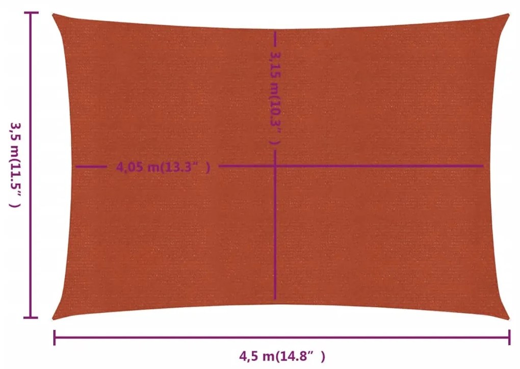 vidaXL Πανί Σκίασης Ορθογώνιο Τερακότα 3,5x4,5 μ. HDPE 160 γρ./μ²