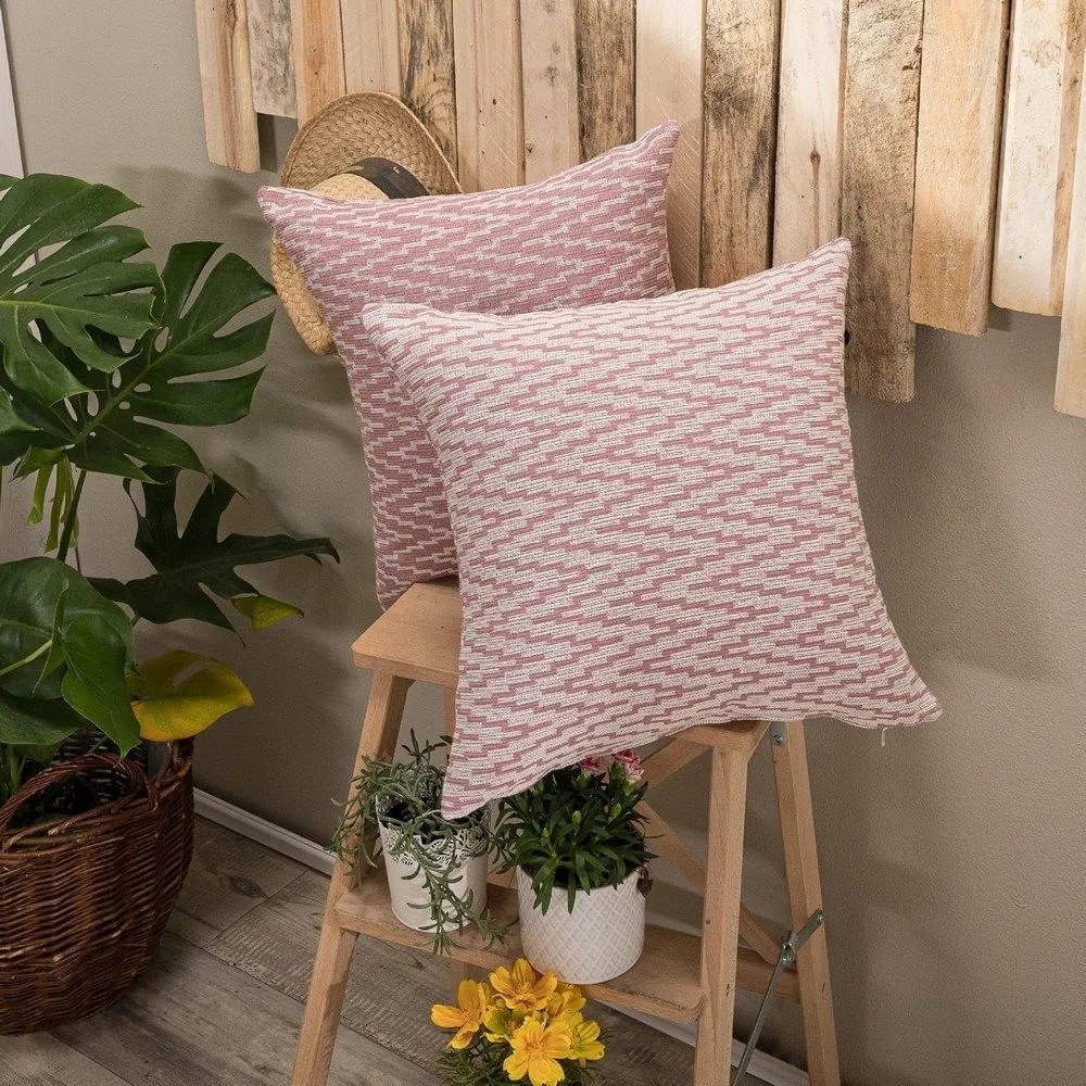 Μαξιλάρι Διακοσμητικό (Με Γέμιση) Giardino 06 Pink Teoran 43X43 Cotton-Polyester