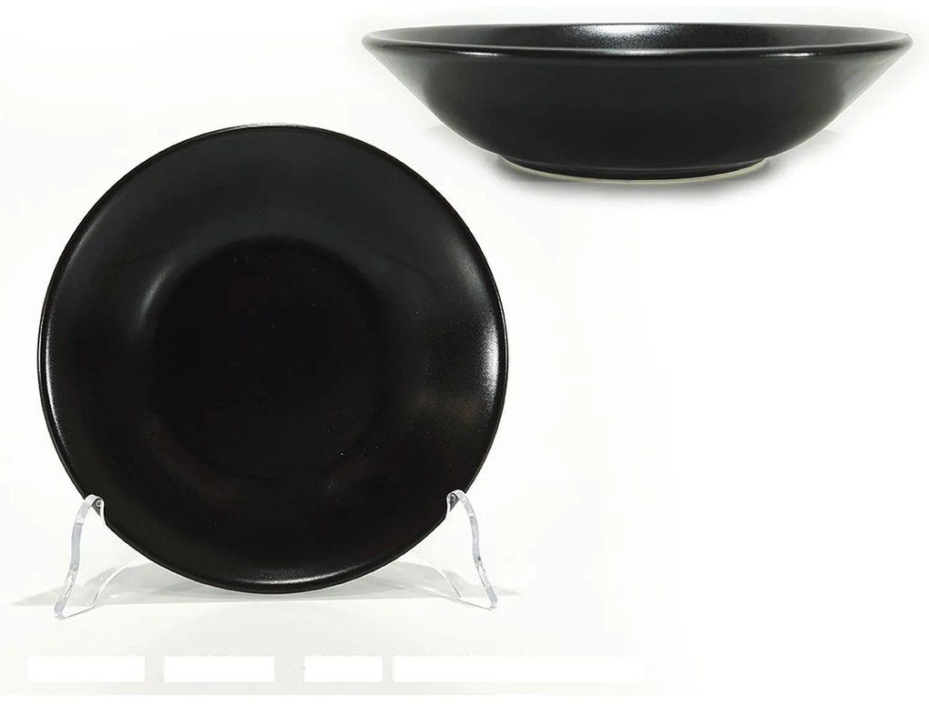 Πιάτο Βαθύ Μαύρο Ματ Πορσελάνη Φ20cm