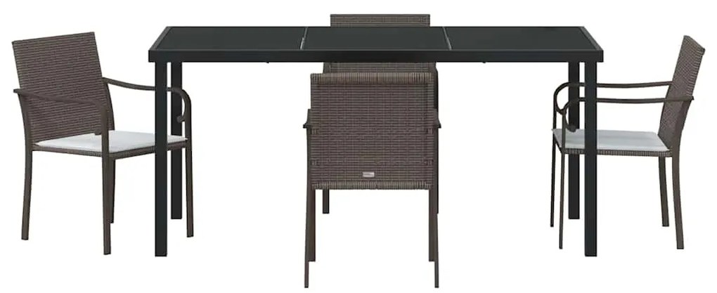 vidaXL Σέτ φαγητού για κήπο 5 pcs Καφέ και Μαύρο Ράτα PE