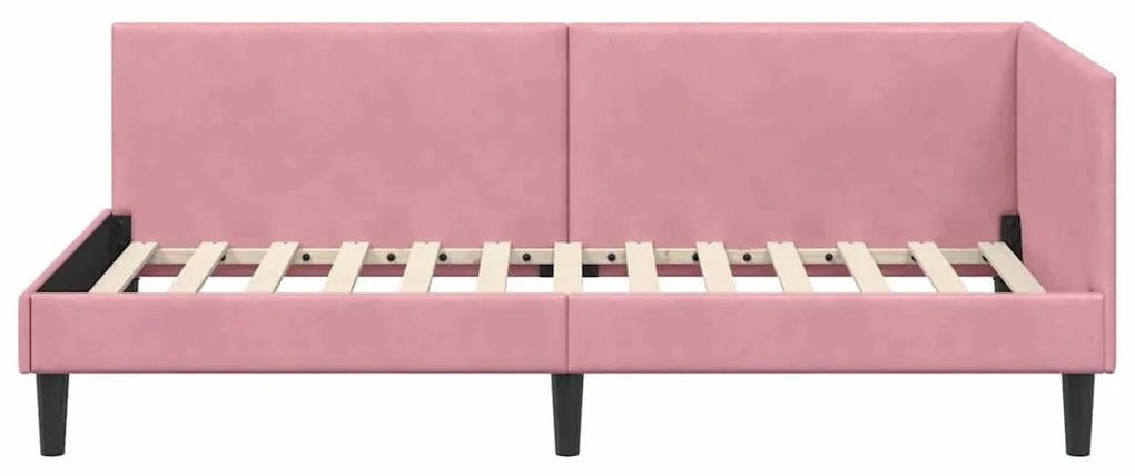 vidaXL Κρεβάτι Γωνίας Ροζ 80 x 200 cm Βελούδο και Εργοστασιακό ξύλο