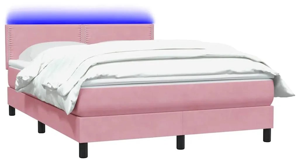 Box Spring κρεβάτι με στρώμα ροζ 160x220 cm Βελούδινο - Ροζ