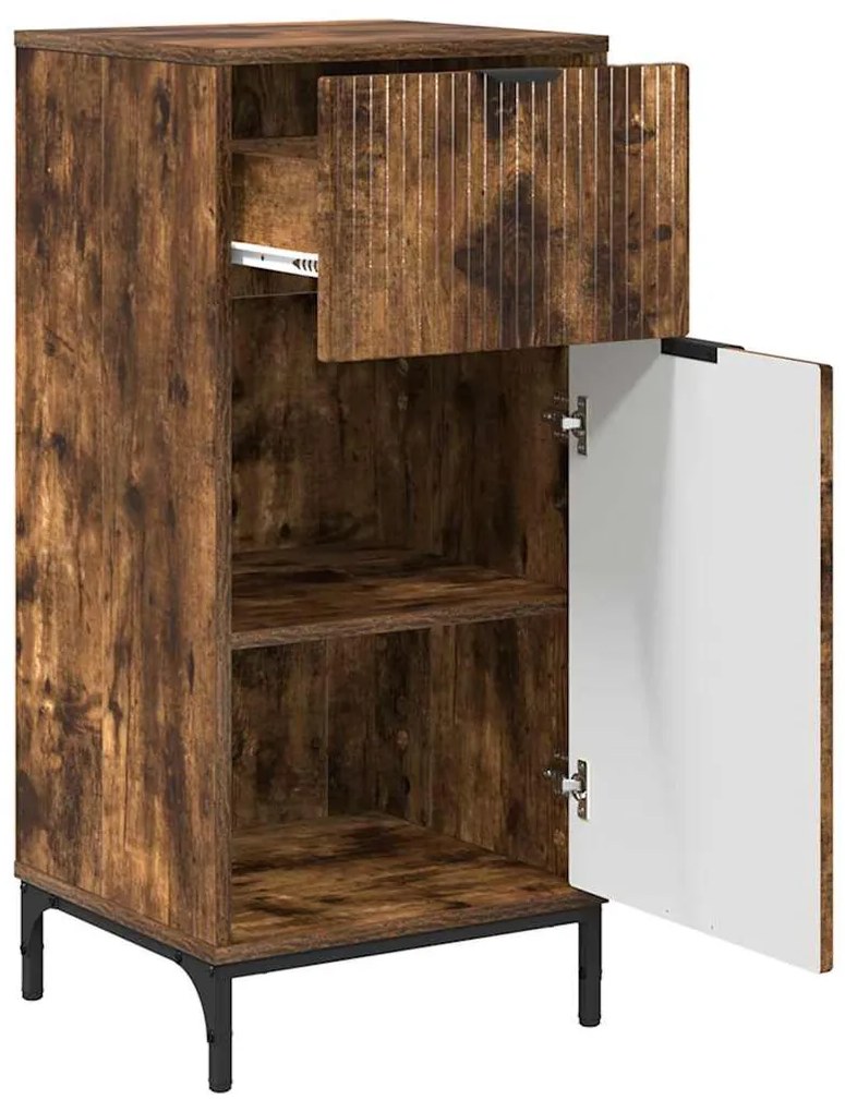 vidaXL Ντουλάπι Μπάνιου με συρτάρι Καπνιστό Δρύς 39,5 x 36 x 88 εκ