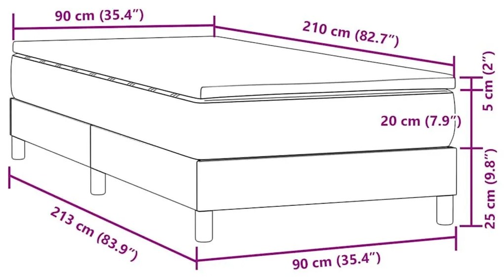 Box Spring κρεβάτι με στρώμα σκούρο πράσινο 90x210εκ. Βελούδινο - Πράσινο