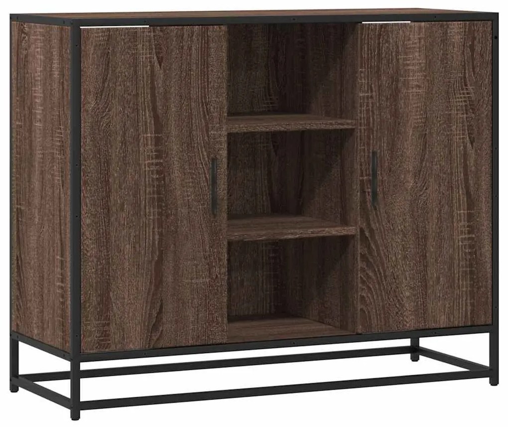 Sideboard καφέ δρυς 92x35x76 cm Ξύλινο μηχανουργικό ξύλο - Καφέ