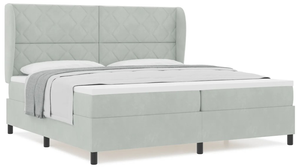 vidaXL Κρεβάτι με Στρώμα Light Grey 200x200 εκ. Βελούδο