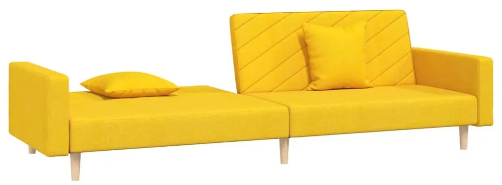 vidaXL Καναπές Κρεβάτι Διθέσιος Κίτρινος Υφασμάτινος με Δύο Μαξιλάρια