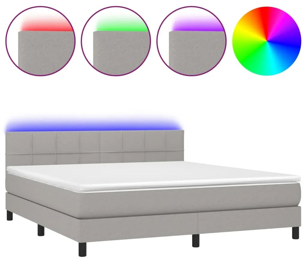 ΚΡΕΒΑΤΙ BOXSPRING ΜΕ ΣΤΡΩΜΑ &amp; LED ΑΝ.ΓΚΡΙ 160X200 ΕΚ ΥΦΑΣΜΑΤΙΝΟ 3133165